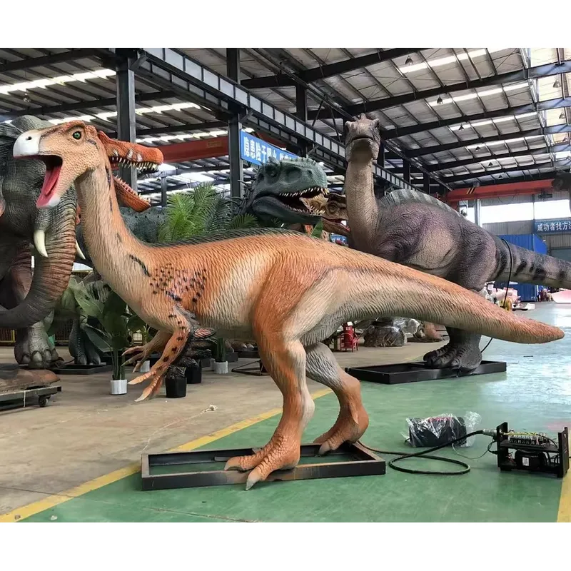 Outdoor Adventure Education - Geanimeerd Dinosaurus Glasvezel Stalen Beeld Hars