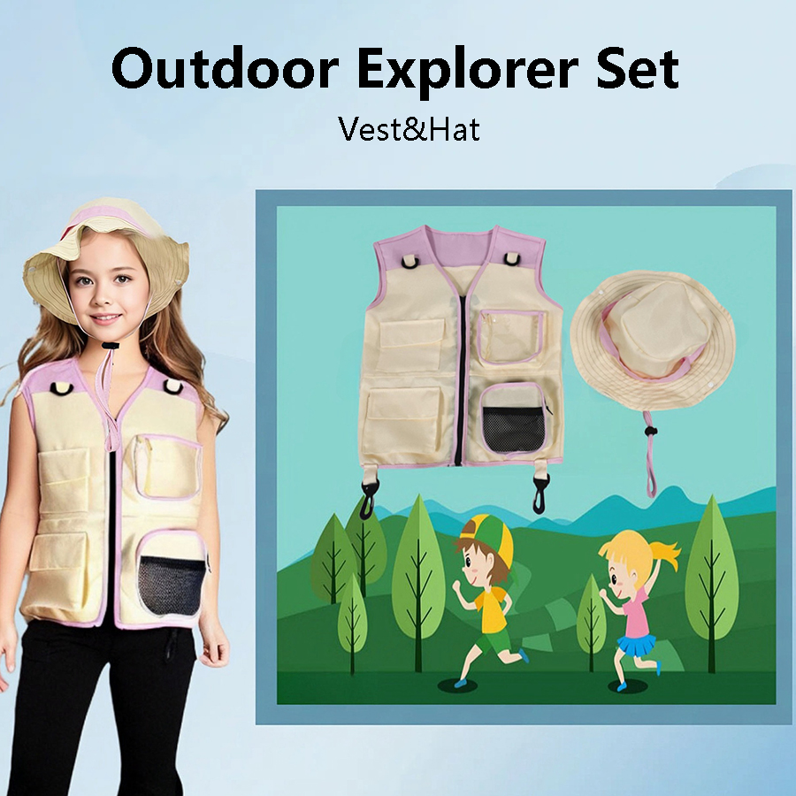Outdoor Adventure Kids Party - Kinderen Ontdekkingsreiziger Vest Hoed Pak Outdoor