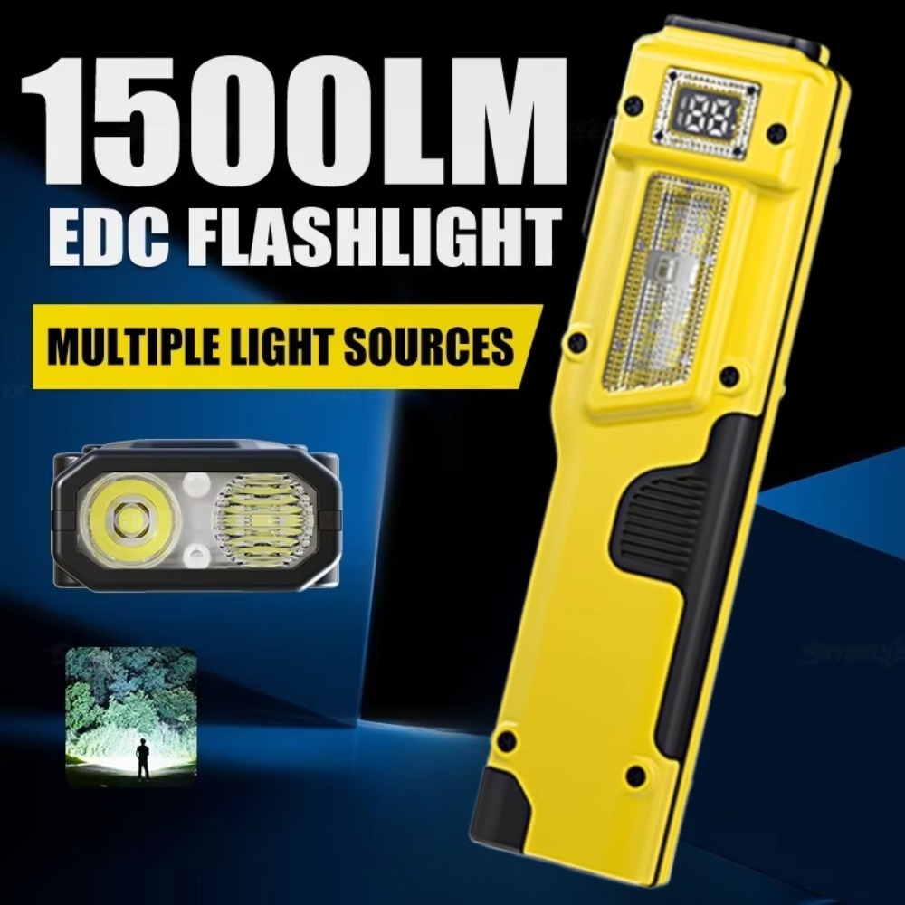 Outdoor Adventure Camp - Ultradunne EDC oplaadbare LED-zaklamp Batterijdisplay Dubbele