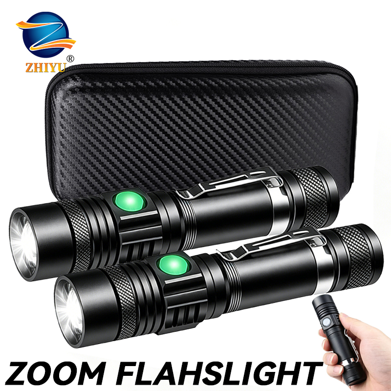 Outdoor Adventure Camp - T6 LED oplaadbare zaklamp, 18650 zoombare