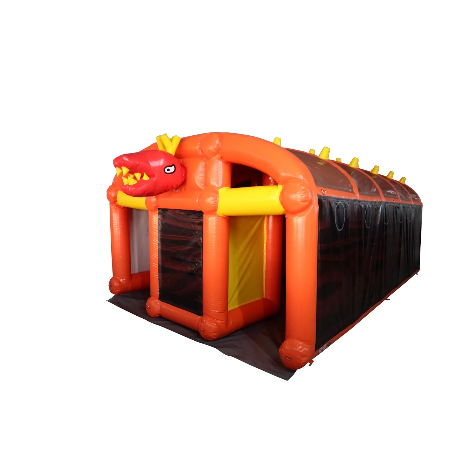 Groot oranje opblaasbaar doolh - Outdoor Adventure Kids Party recensie en prijs